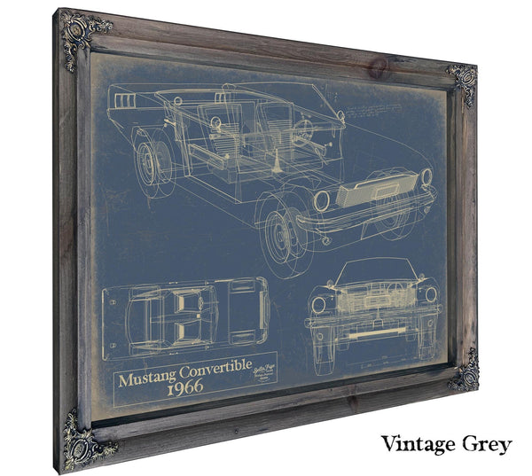 Bella Frye Vintage 1966 Mustang Convertible Car Model Print,  Original Blueprint Canvas