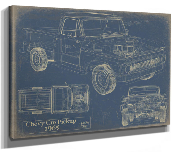 Bella Frye Vintage 1965 Chevrolet C10 Pickup Car Model Print,  Original Blueprint Canvas