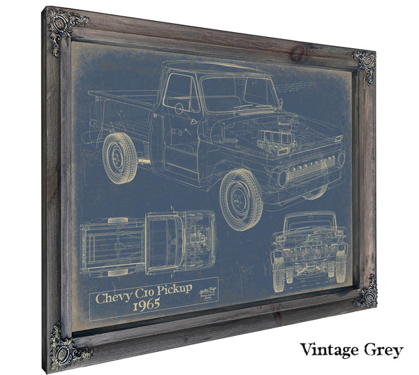 Bella Frye Vintage 1965 Chevrolet C10 Pickup Car Model Print,  Original Blueprint Canvas