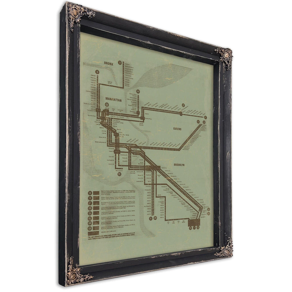 Bella Frye Home & Garden > Decor > Artwork Chrystie 1967 Subway Route New York City Original Design Framed Vintage Transit Wall Art