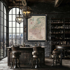 Bella Frye Home & Garden > Decor > Artwork Framed Netherlands Vintage Map - Ornate Embellishment Frame with Print