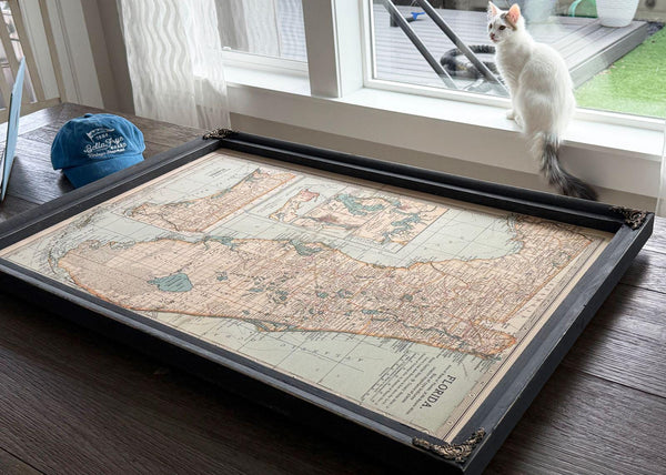 Bella Frye Home & Garden > Decor > Artwork Framed Netherlands Vintage Map - Ornate Embellishment Frame with Print
