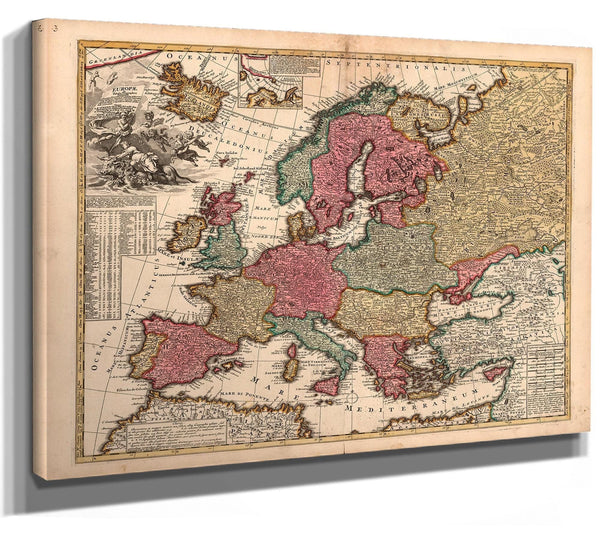 Bella Frye Home & Garden > Decor > Artwork Framed Europae in Tabula Geographica Delineatio Vintage Map - Ornate Embellishment Frame with Print