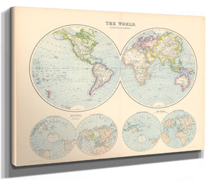 Bella Frye Home & Garden > Decor > Artwork Framed The World on a Plane of a Meridian Vintage Map - Ornate Embellishment Frame with Print