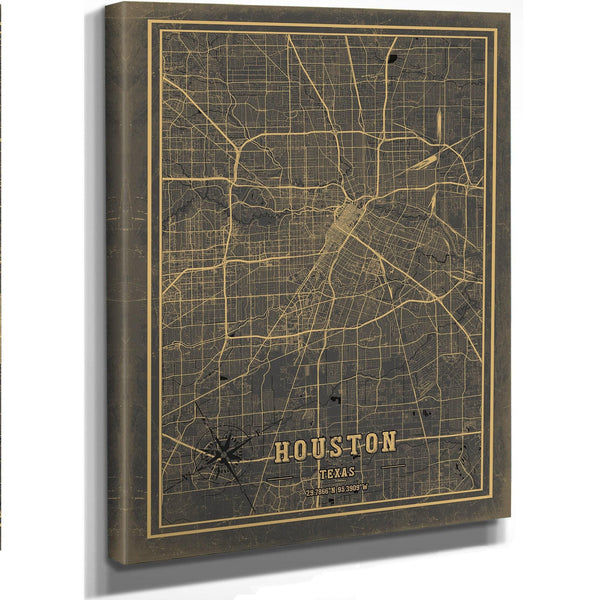 Bella Frye Home & Garden > Decor > Artwork Framed Houston Vintage Map - Ornate Embellishment Frame with Print