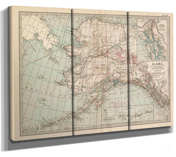 Bella Frye Home & Garden > Decor > Artwork Framed Alaska Vintage Map - Ornate Embellishment Frame with Giclee Print