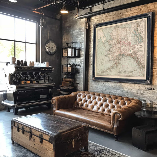 Bella Frye Home & Garden > Decor > Artwork Framed Alaska Vintage Map - Ornate Embellishment Frame with Giclee Print