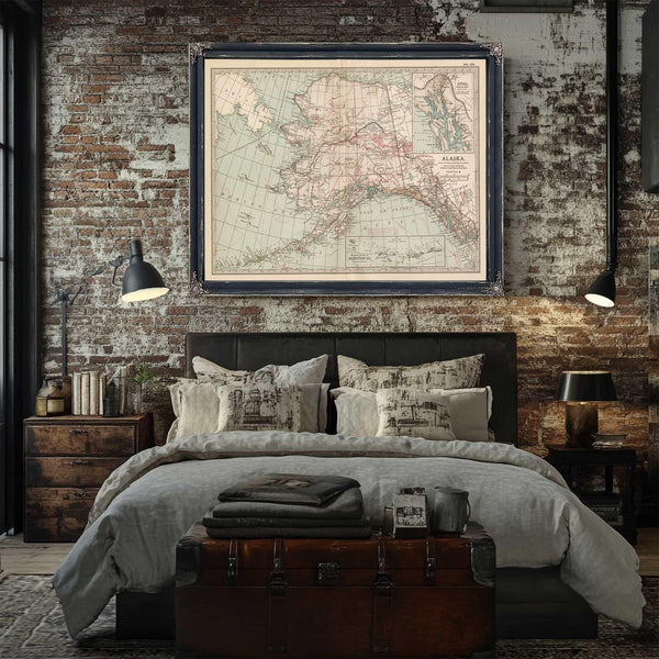 Bella Frye Home & Garden > Decor > Artwork Framed Alaska Vintage Map - Ornate Embellishment Frame with Giclee Print