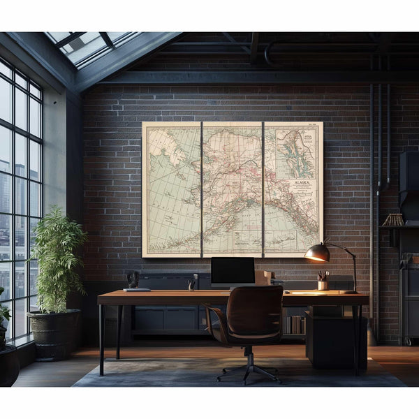 Bella Frye Home & Garden > Decor > Artwork Framed Alaska Vintage Map - Ornate Embellishment Frame with Giclee Print