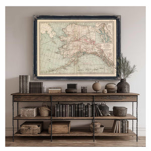 Bella Frye Home & Garden > Decor > Artwork Framed Alaska Vintage Map - Ornate Embellishment Frame with Giclee Print