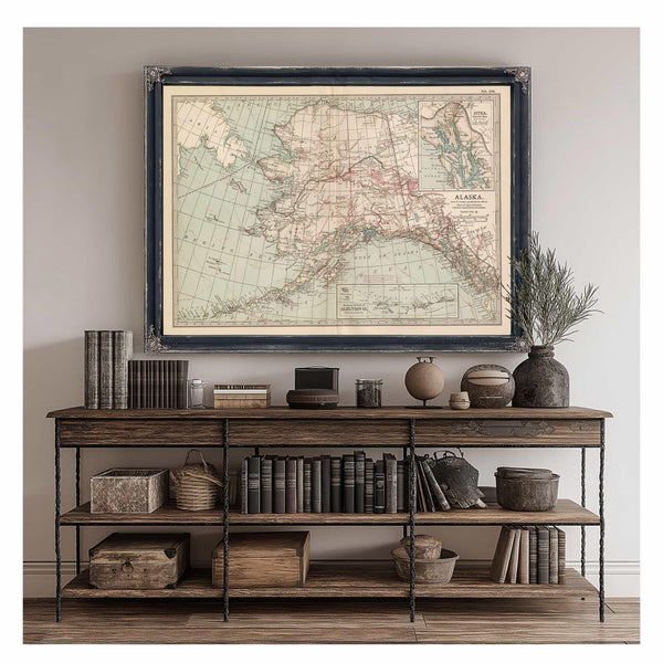 Bella Frye Home & Garden > Decor > Artwork Framed Alaska Vintage Map - Ornate Embellishment Frame with Giclee Print