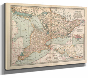 Bella Frye Home & Garden > Decor > Artwork Framed Ontario Vintage Map - Ornate Embellishment Frame with Print