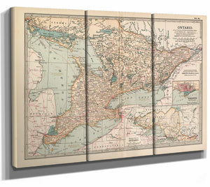 Bella Frye Home & Garden > Decor > Artwork Framed Ontario Vintage Map - Ornate Embellishment Frame with Print