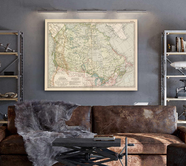 Bella Frye Home & Garden > Decor > Artwork Framed Canada Vintage Map - Ornate Embellishment Frame with Print