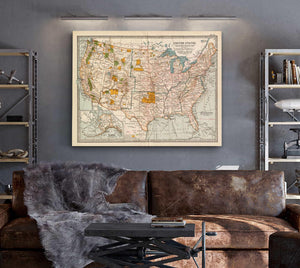 Bella Frye Home & Garden > Decor > Artwork Framed United States Vintage Map - Ornate Embellishment Frame with Print