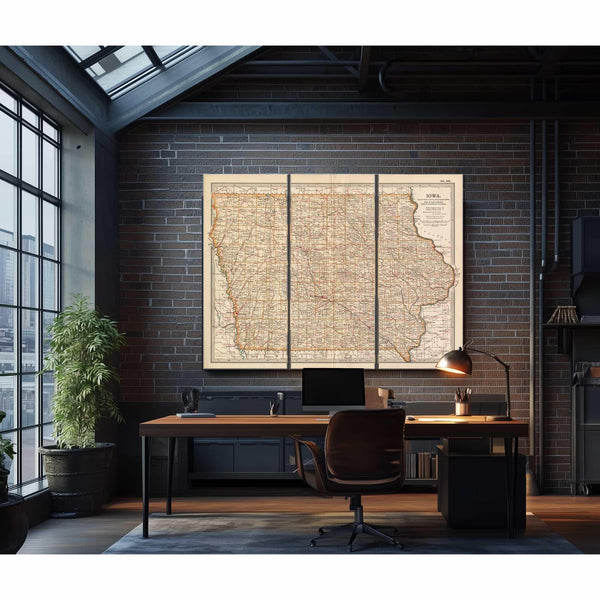 Bella Frye Home & Garden > Decor > Artwork Framed Iowa Vintage Map - Ornate Embellishment Frame with Print