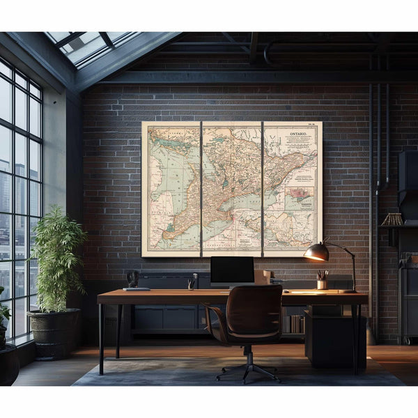 Bella Frye Home & Garden > Decor > Artwork Framed Canada Vintage Map - Ornate Embellishment Frame with Print