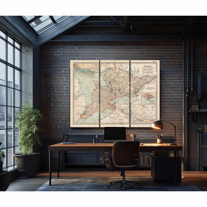 Bella Frye Home & Garden > Decor > Artwork Framed Ontario Vintage Map - Ornate Embellishment Frame with Print