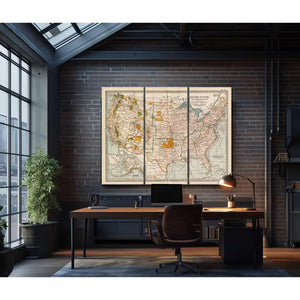 Bella Frye Home & Garden > Decor > Artwork Framed United States Vintage Map - Ornate Embellishment Frame with Print