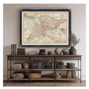 Bella Frye Home & Garden > Decor > Artwork Framed Canada Vintage Map - Ornate Embellishment Frame with Print