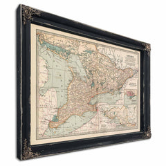 Framed Canada Vintage Map - Ornate Embellishment Frame with Print — Ebony Framed Canvas Print | Bella Frye