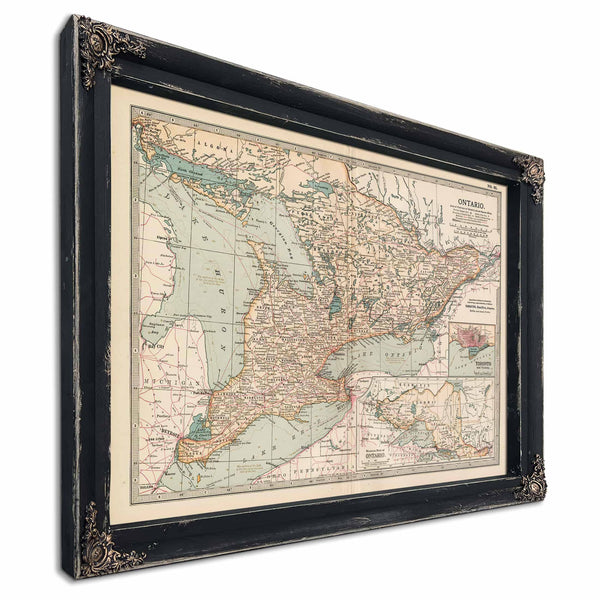 Bella Frye Home & Garden > Decor > Artwork Framed Canada Vintage Map - Ornate Embellishment Frame with Print