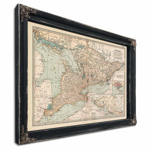 Bella Frye Home & Garden > Decor > Artwork Framed Ontario Vintage Map - Ornate Embellishment Frame with Print