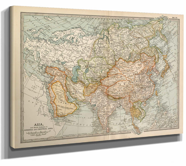 Bella Frye Home & Garden > Decor > Artwork Framed Asia Vintage Map - Ornate Embellishment Frame with Print