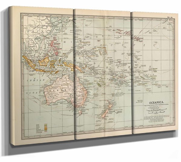 Bella Frye Home & Garden > Decor > Artwork Framed Oceanica Vintage Map - Ornate Embellishment Frame with Print