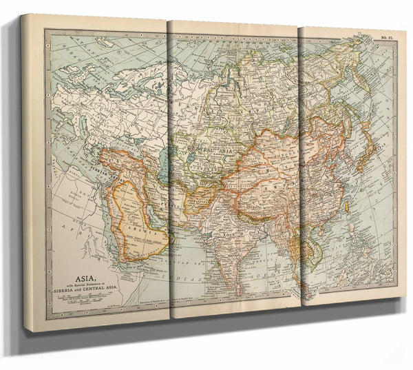 Bella Frye Home & Garden > Decor > Artwork Framed Asia Vintage Map - Ornate Embellishment Frame with Print