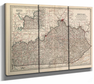 Bella Frye Home & Garden > Decor > Artwork Framed Kentucky Vintage Map - Ornate Embellishment Frame with Print