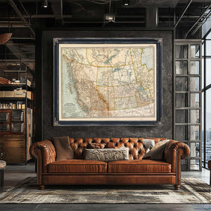 Bella Frye Home & Garden > Decor > Artwork Framed Manitoba British Columbia And The Northwest Territories Vintage Map - Ornate Embellishment Frame with Print