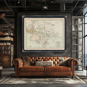 Bella Frye Home & Garden > Decor > Artwork Framed Oceanica Vintage Map - Ornate Embellishment Frame with Print