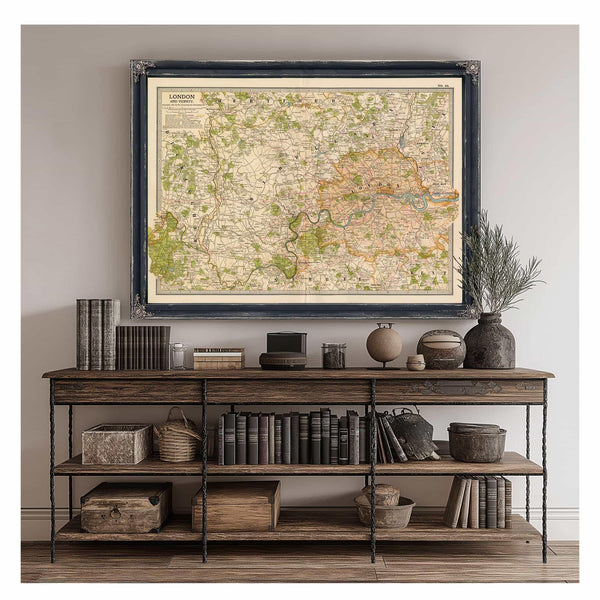Bella Frye Home & Garden > Decor > Artwork Framed London Vintage Map - Ornate Embellishment Frame with Print