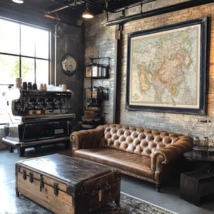 Bella Frye Home & Garden > Decor > Artwork Framed Asia Vintage Map - Ornate Embellishment Frame with Print