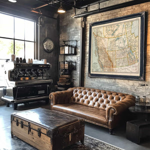 Bella Frye Home & Garden > Decor > Artwork Framed Manitoba British Columbia And The Northwest Territories Vintage Map - Ornate Embellishment Frame with Print