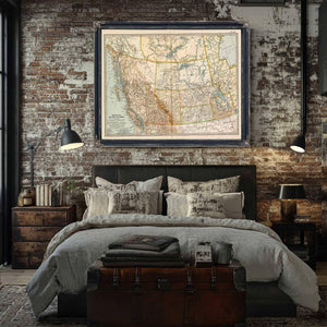 Bella Frye Home & Garden > Decor > Artwork Framed Manitoba British Columbia And The Northwest Territories Vintage Map - Ornate Embellishment Frame with Print