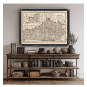 Bella Frye Home & Garden > Decor > Artwork Framed Kentucky Vintage Map - Ornate Embellishment Frame with Print