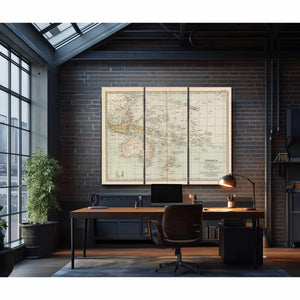 Bella Frye Home & Garden > Decor > Artwork Framed Oceanica Vintage Map - Ornate Embellishment Frame with Print