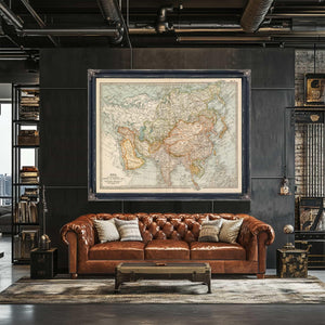 Bella Frye Home & Garden > Decor > Artwork Framed Asia Vintage Map - Ornate Embellishment Frame with Print