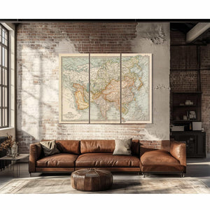 Bella Frye Home & Garden > Decor > Artwork Framed Asia Vintage Map - Ornate Embellishment Frame with Print