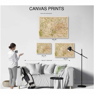 Bella Frye Home & Garden > Decor > Artwork Framed London Vintage Map - Ornate Embellishment Frame with Print