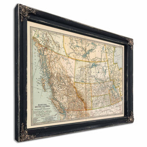 Bella Frye Home & Garden > Decor > Artwork Framed Manitoba British Columbia And The Northwest Territories Vintage Map - Ornate Embellishment Frame with Print