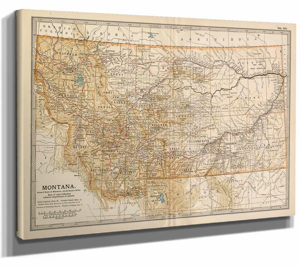 Bella Frye Home & Garden > Decor > Artwork Framed Montana Vintage Map - Ornate Embellishment Frame with Print