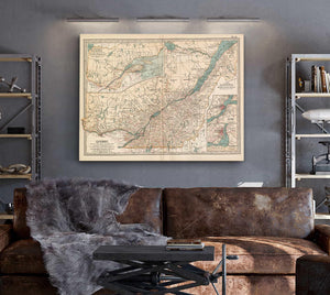 Bella Frye Home & Garden > Decor > Artwork Framed Quebec Vintage Map - Ornate Embellishment Frame with Print