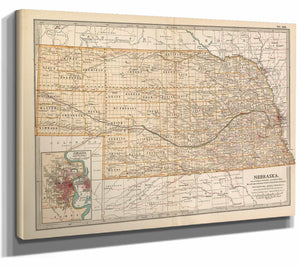 Bella Frye Home & Garden > Decor > Artwork Framed Nebraska Vintage Map - Ornate Embellishment Frame with Print