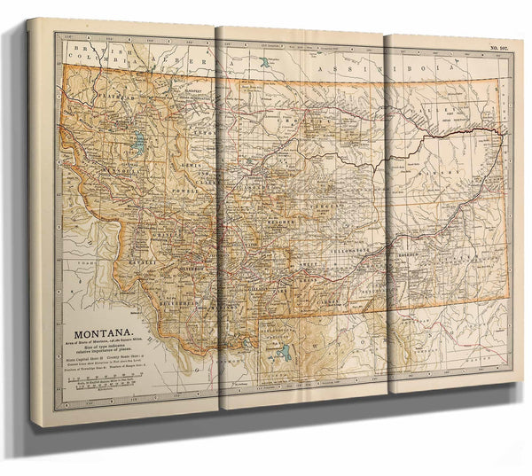 Bella Frye Home & Garden > Decor > Artwork Framed Montana Vintage Map - Ornate Embellishment Frame with Print