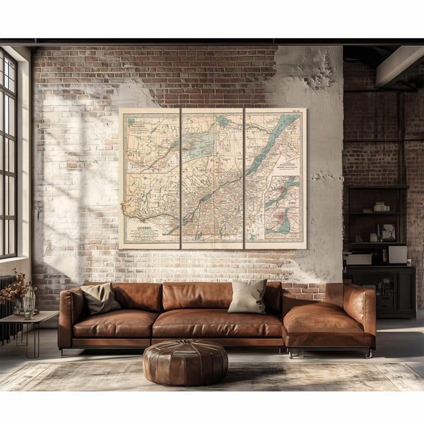 Bella Frye Home & Garden > Decor > Artwork Framed Quebec Vintage Map - Ornate Embellishment Frame with Print