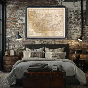 Bella Frye Home & Garden > Decor > Artwork Framed Montana Vintage Map - Ornate Embellishment Frame with Print