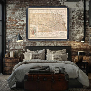 Bella Frye Home & Garden > Decor > Artwork Framed Nebraska Vintage Map - Ornate Embellishment Frame with Print